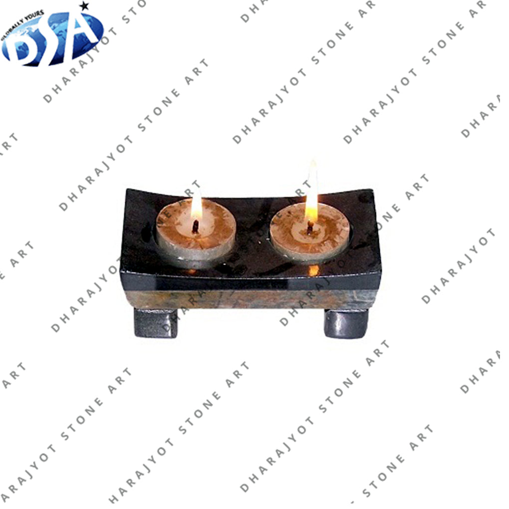 Rectangle Black Marble Candle Holders