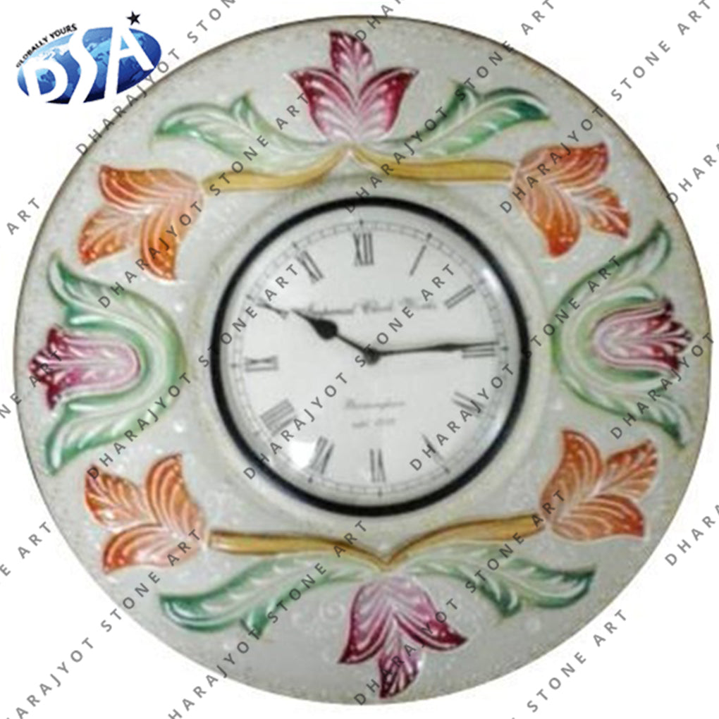 Analog Stone Decorative White Wall Clock