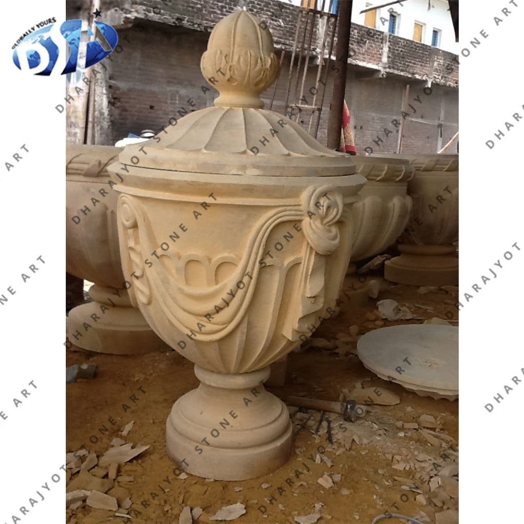 Garden Decorative Handmade Yellow Sand Stone Finials