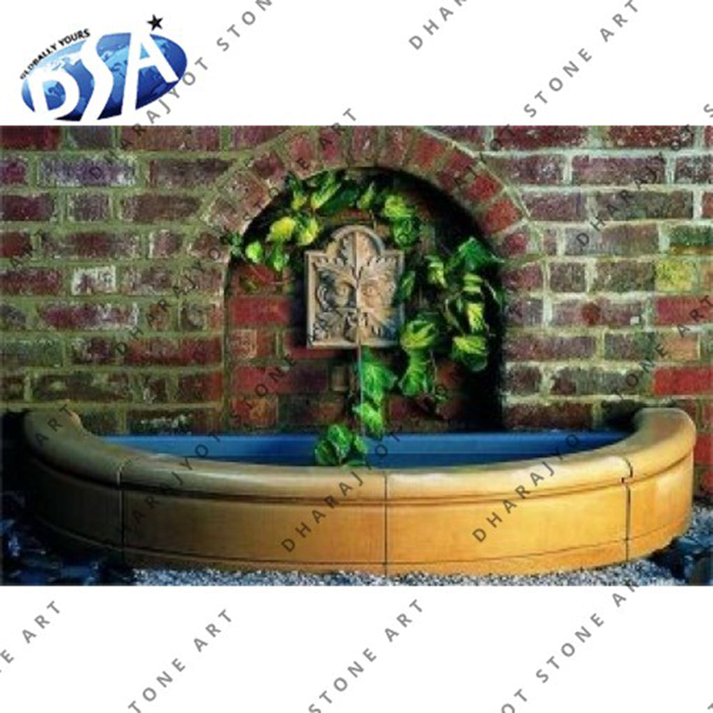 Beige Carved Wall Fountain