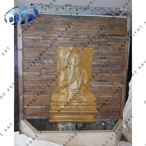 Brown Stone Decorative Wall Buddha Fountain