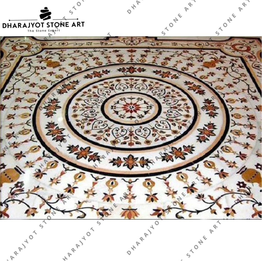 Classic Style Square Shape Waterjet Marble Inlay Flooring