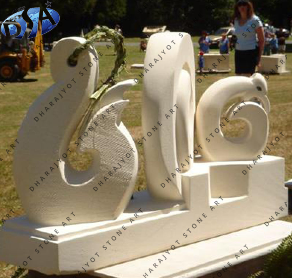 Outdoor White Marble Handicraft Modern Art