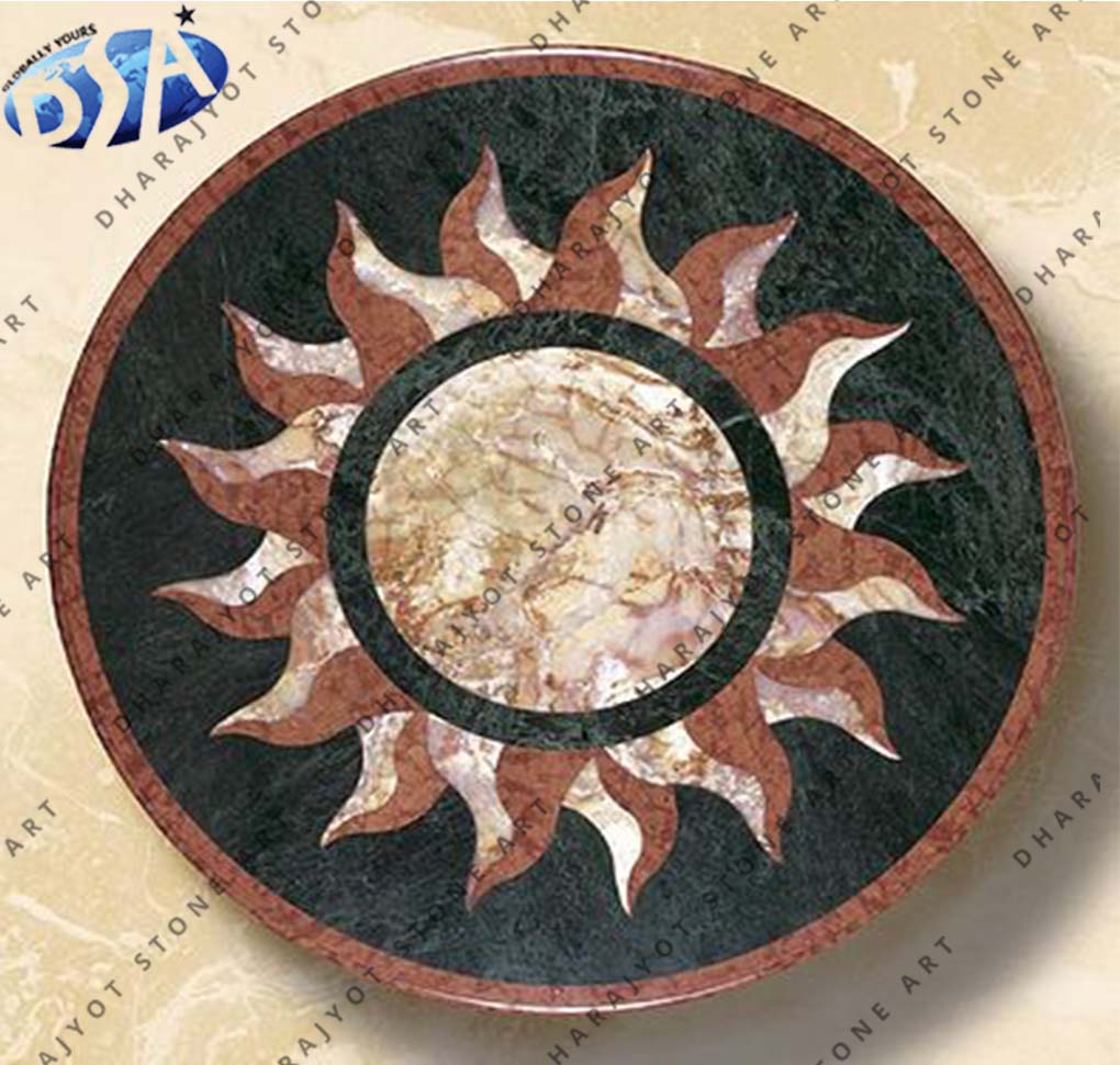 Natural Marble Floor Polished Handmade Inlay Table Top