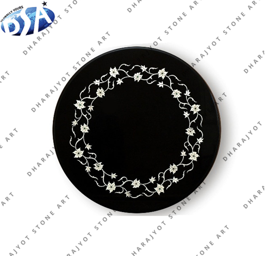 Black Home Decor Marble Inlay Table Top