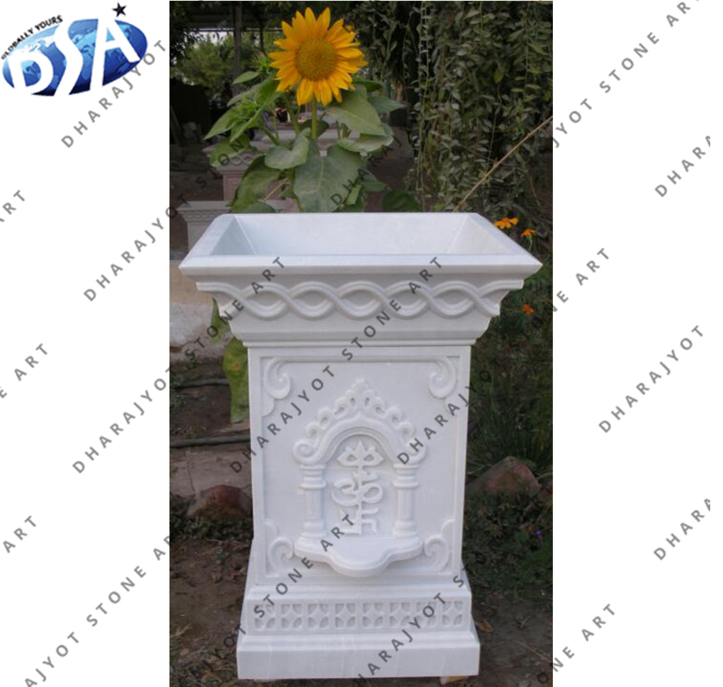 Hand Carved White Marble Polished Tulsikyara