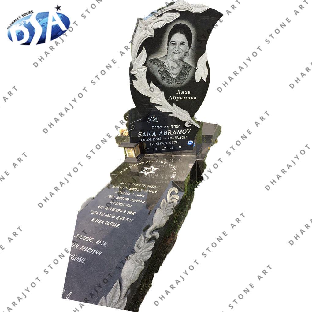 European Style Black Granite Stone Hand Carving With Name Monument