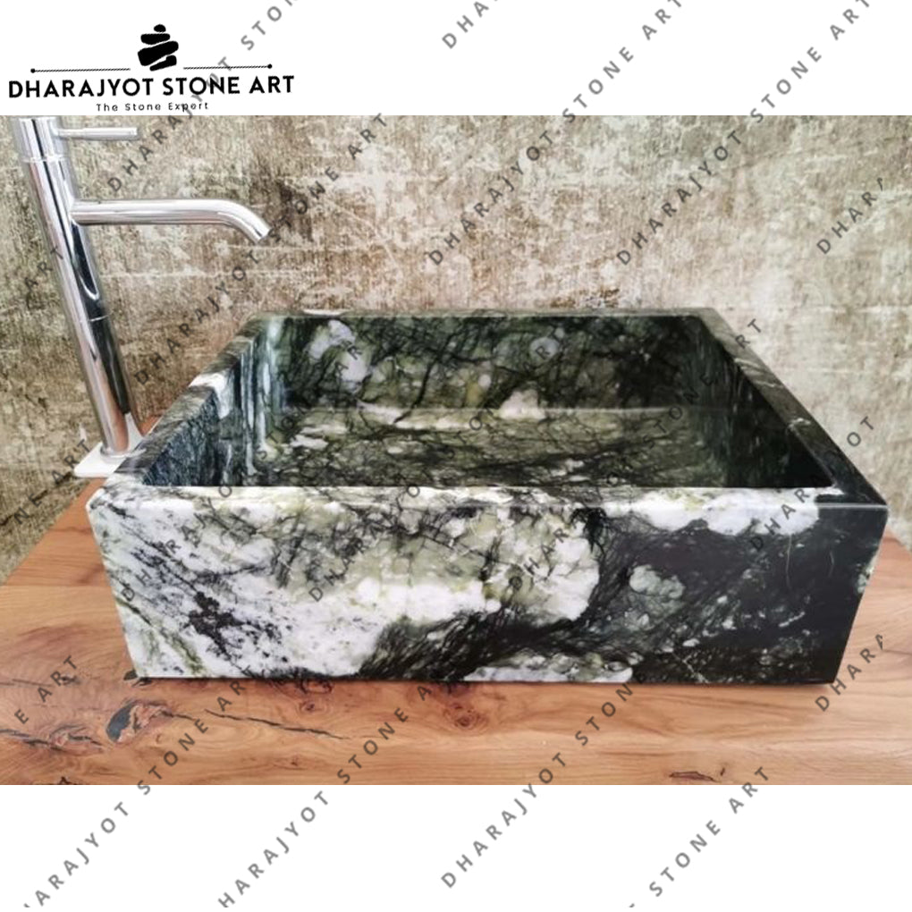 Natural Black Marble Stone Round Wash Basin