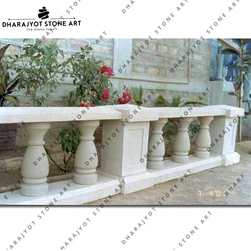 Hand Carved Design Sandstone Balustrade