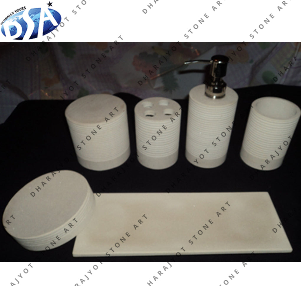 Luxury Home Decoration White Stone Bathroom Set