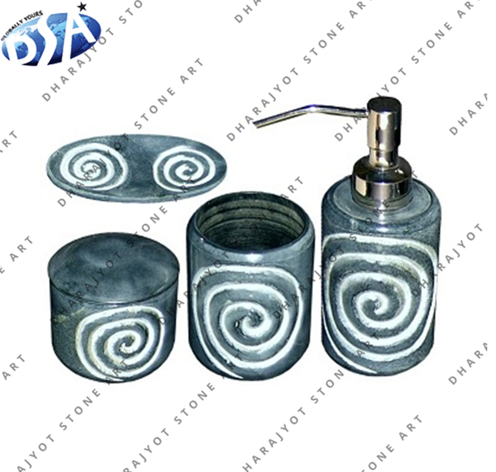 Black Marble Stone Bathroom Set