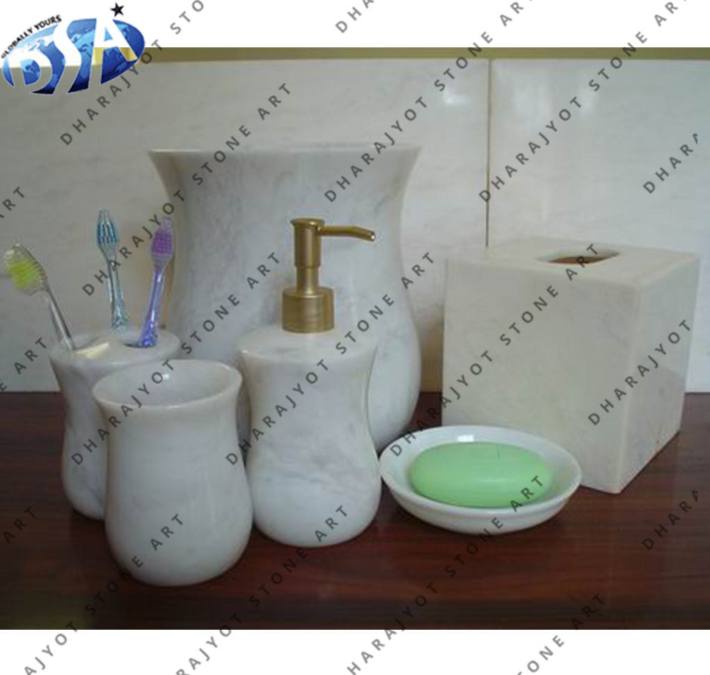 Finish White Stone 5 Piece Bathroom Set