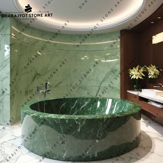 Vimal Green Marble Round Bathtub