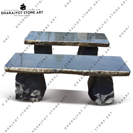 Outdoor Garden Decorative Natural Black Stone Granite Bench