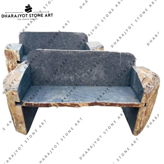 Garden Decoration Natural Black Stone Bench