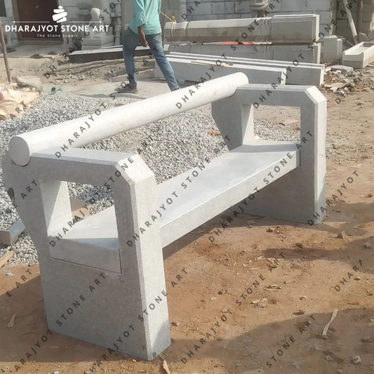 Hand Carved Customized White Outdoor Decoration Granite Bench