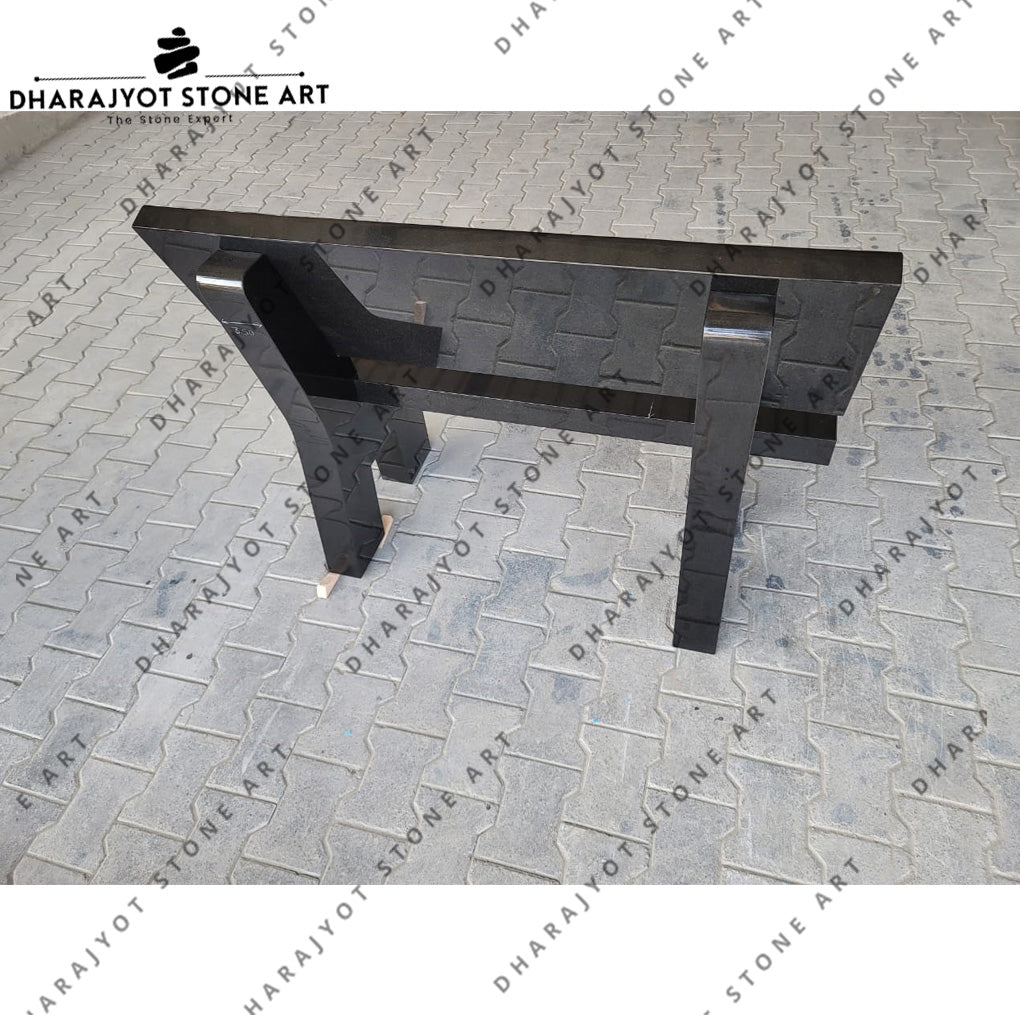 Polished Handcrafted Natural Granite Outdoor Seating Bench