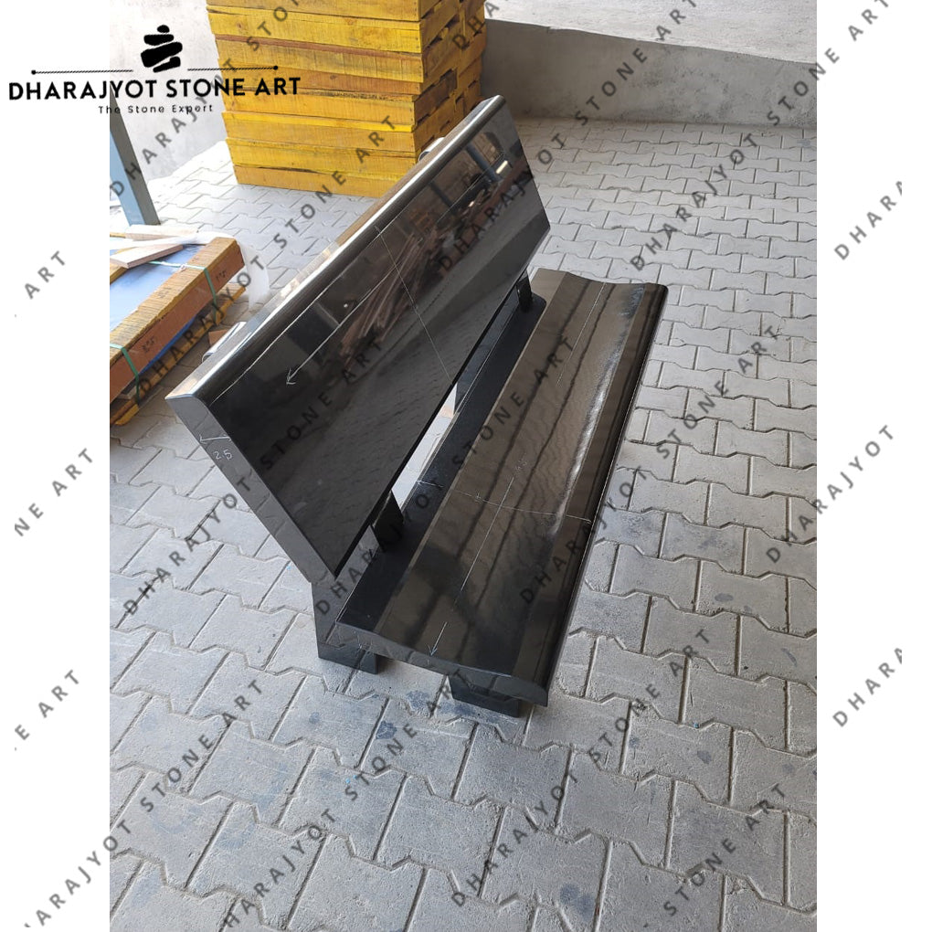Polished Handcrafted Natural Granite Outdoor Seating Bench
