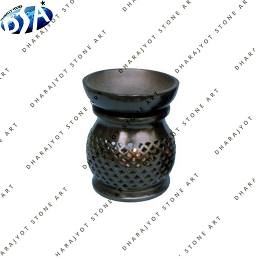 Hand Carved Black Stone Oil Candle Holder