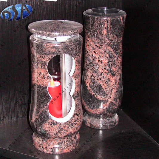 Antiqued Red Granite Candle Holder