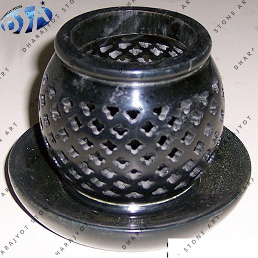 Hand Carved Black Marble Stone Candle Holder