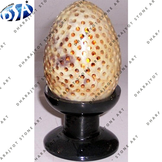 Oval Shaped Stone Jaal Pattern Candle Holder