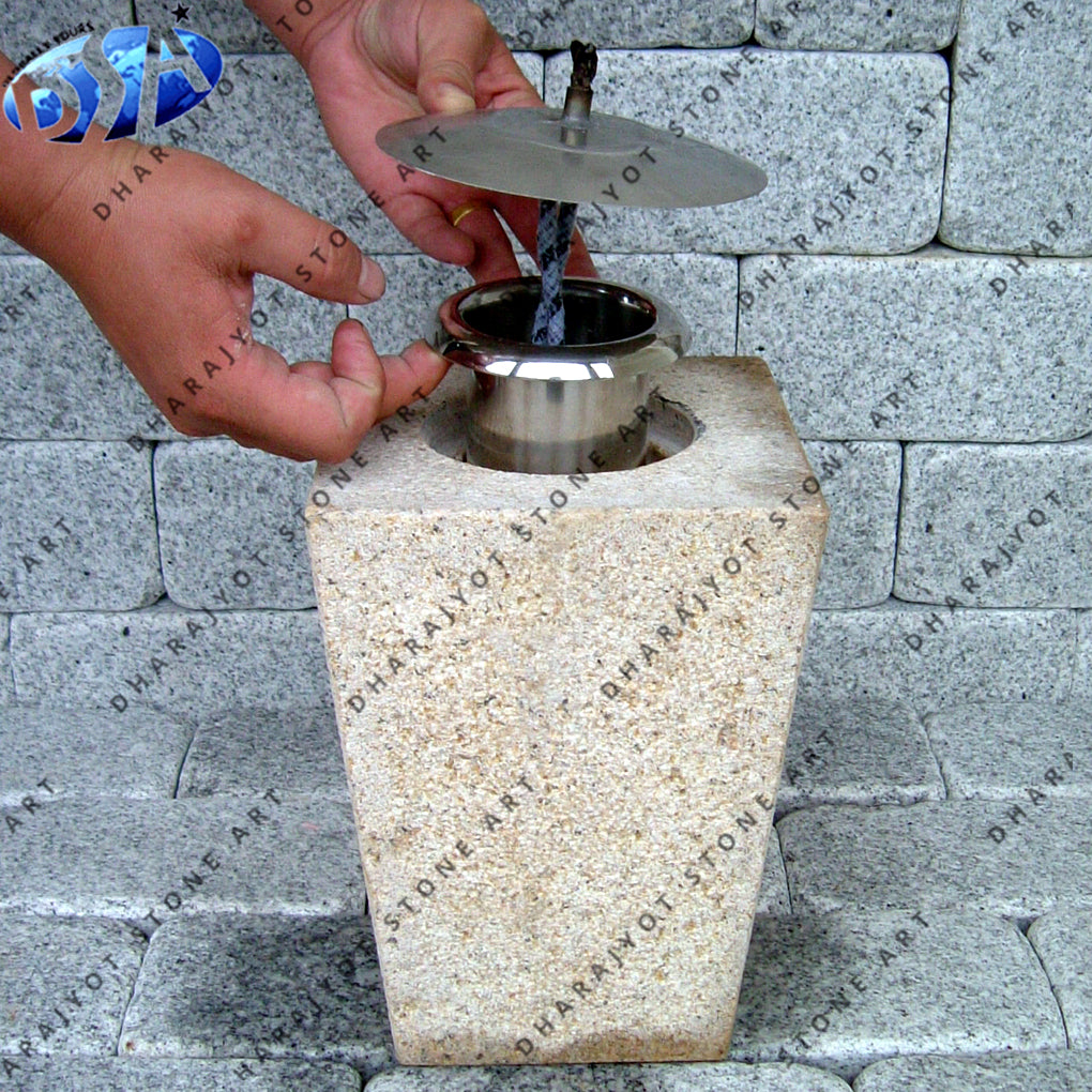 Small Antique White Stone Candle Holder