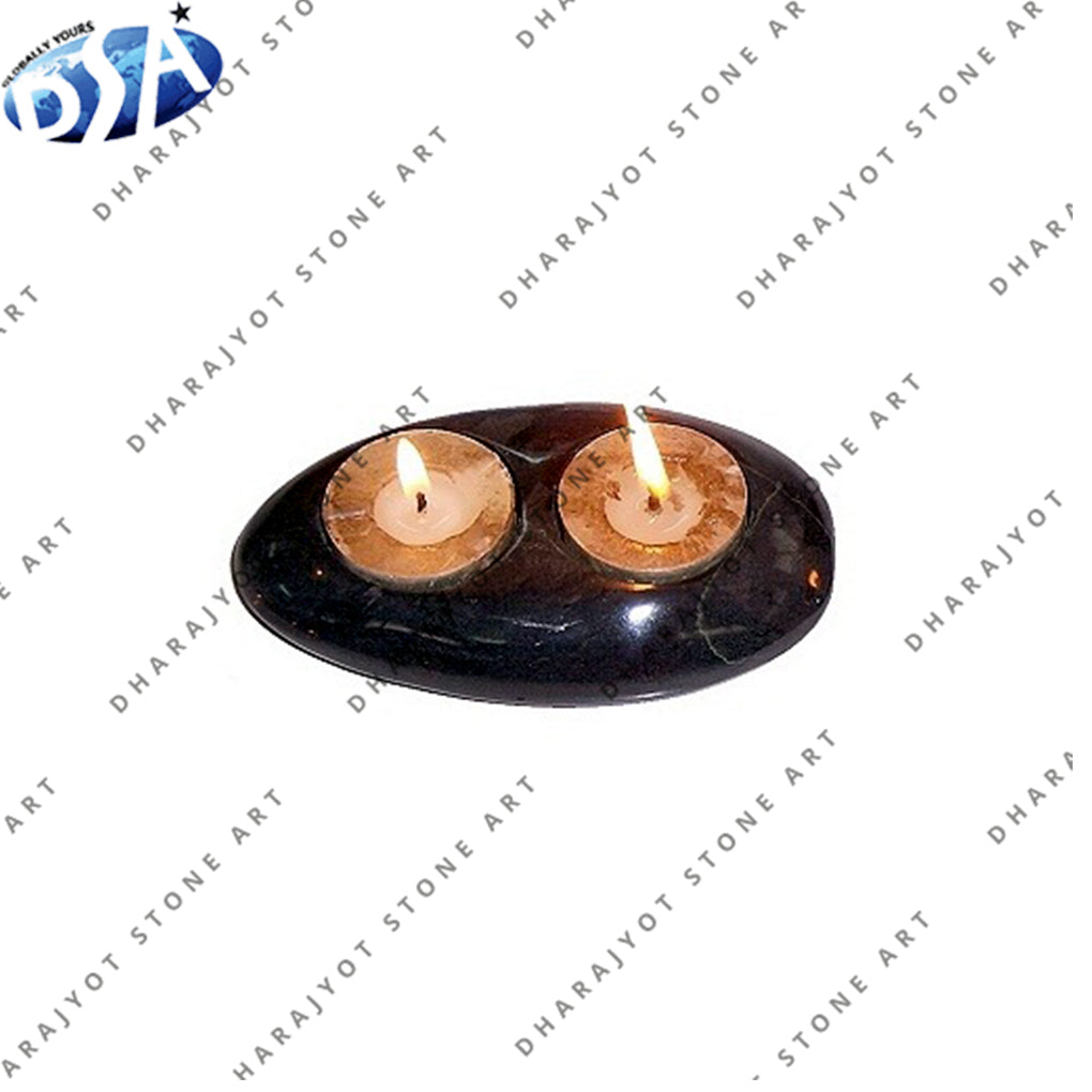 Black Marble Tealight Candle Holder