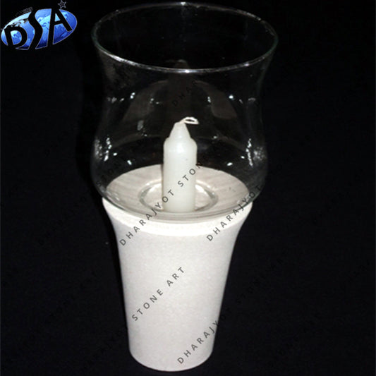 Traditional Indian Decorative White Marble Candle Holder