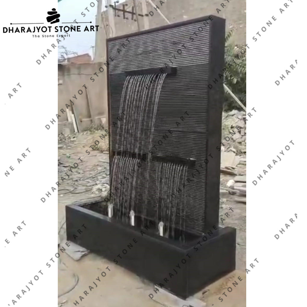 Black  Wall Stone 3 Tier Fountain