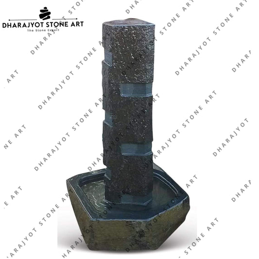 Black Natural Square Water Fall Outdoor Fountain