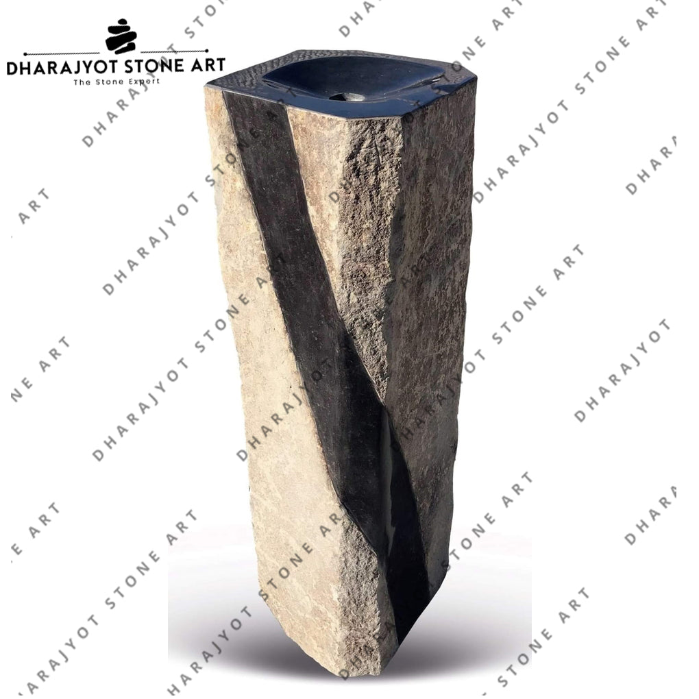 Black Natural Slate Square Water Outdoor Fountain