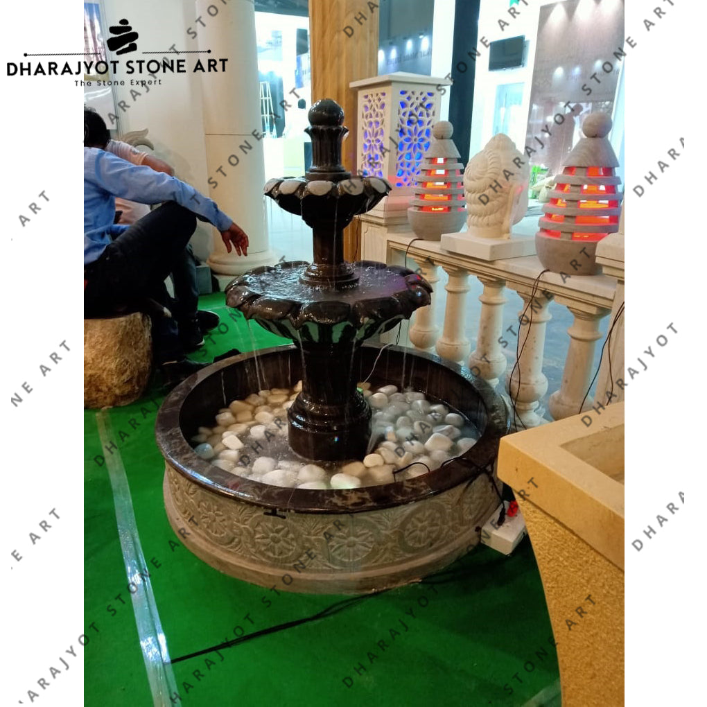 Garden Decoration 3 Tier Black Marble Garden Water Fountain