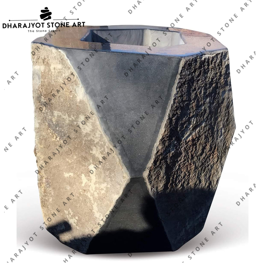 Black Natural Stone Outdoor Garden Water Fountain