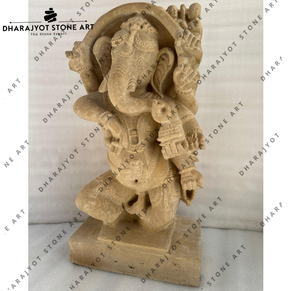 Traditional Handcrafted Stone Spiritual Elegant Ganesha Idol