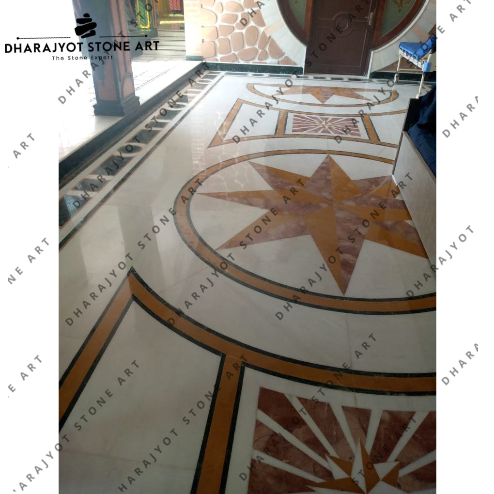 Simple and Modern Style Rectangle Shape Marble Inlay Flooring