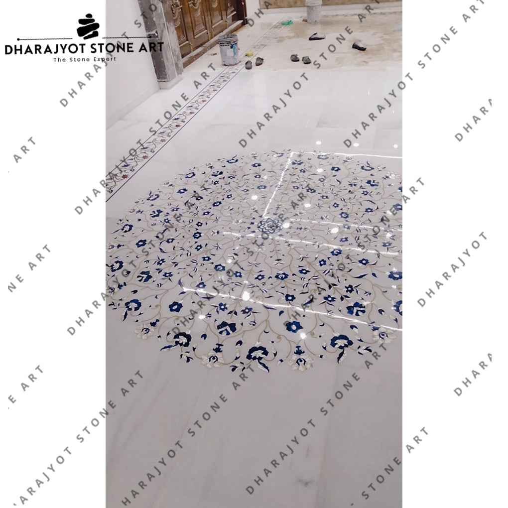 Residential White Marble Inlay Flooring