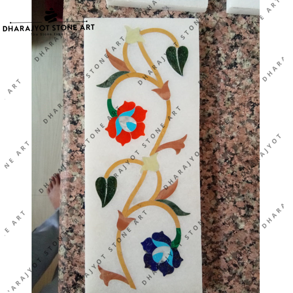 Rectangular Shape White Marble Inlay Border