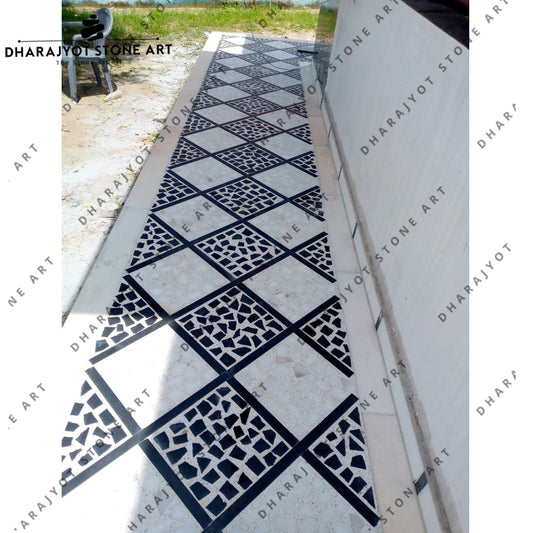 Customized Marble Waterjet Medallion Flower Design Inlay Flooring