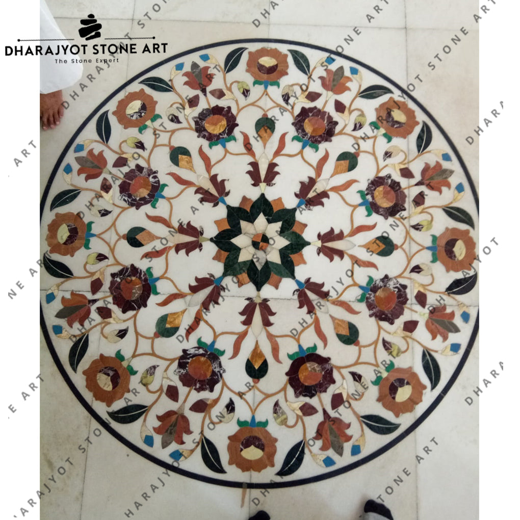 Home Decoration Polished Marble Waterjet Medallion Inlay Flooring