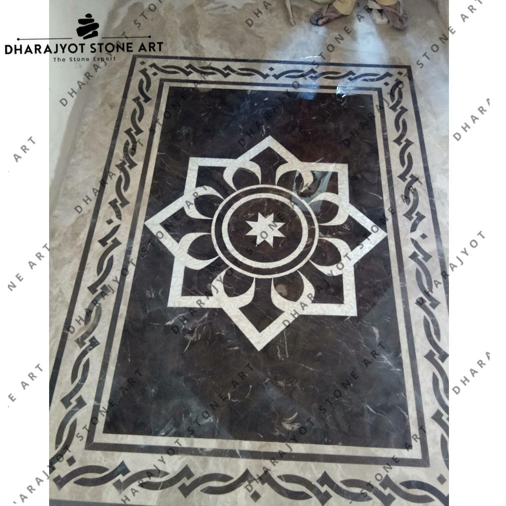 Customized Size Polished Natural Marble Stone Flooring