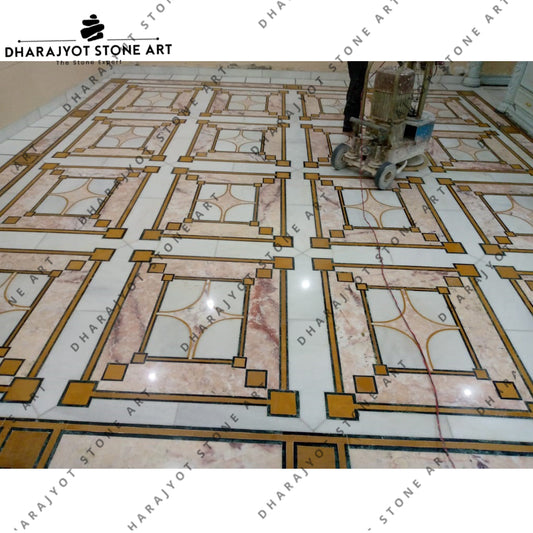 Classical Marble Waterjet Medallion Flooring Pattern Design