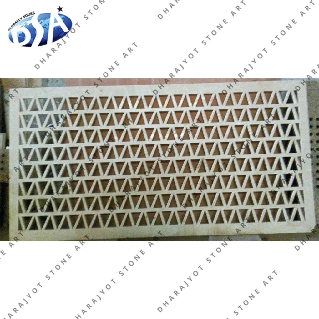 White Marble Carved Window Jali Screen