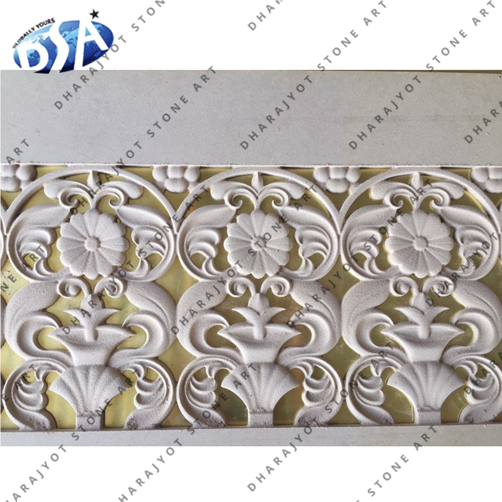 Natural White Sandstone Flower Jali Screen