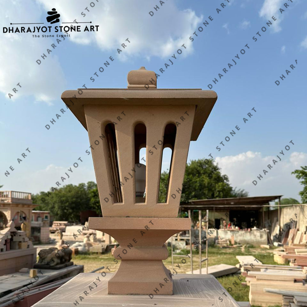 Outdoor Garden Hand Carved Natural Stone Lamp