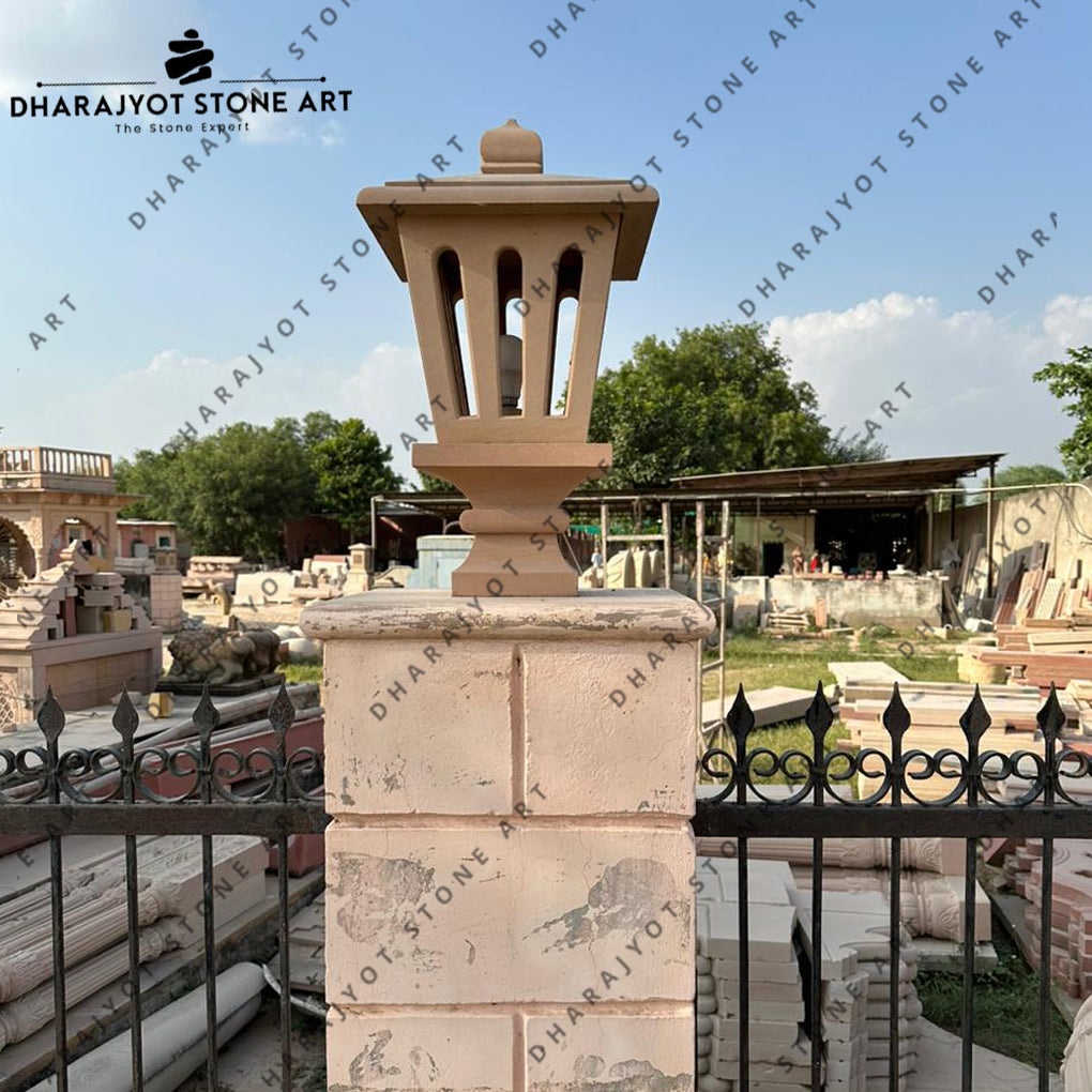 Outdoor Garden Hand Carved Natural Stone Lamp