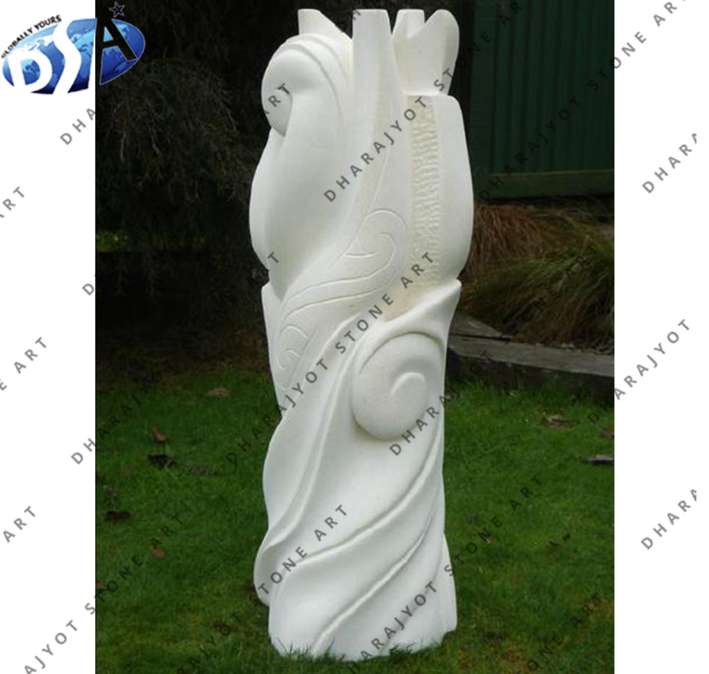 White Marble Stone Sculpture Modern Art