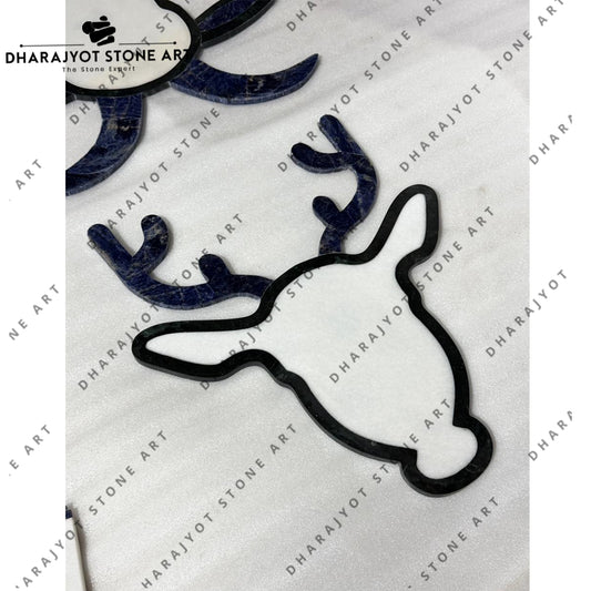 Elegant Handmade Blue Natural Stone Deer Design Artwork