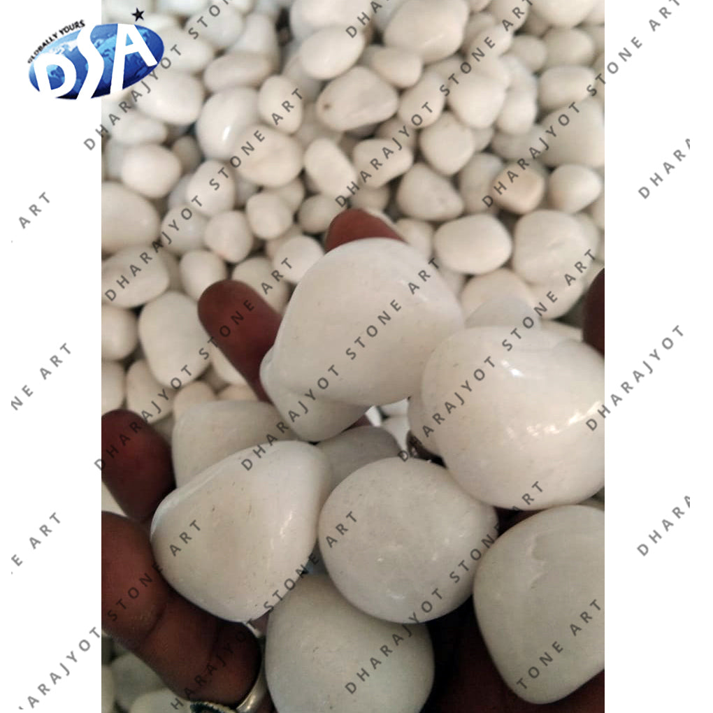 Tumbled Landscaping White Polished Pebbles