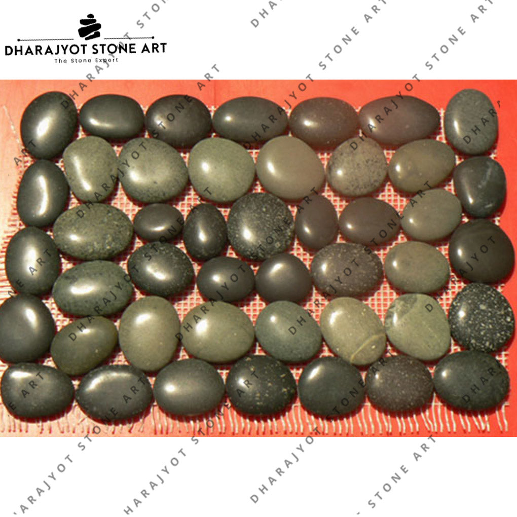 Natural River Black Polished Landscaping Pebble Mosaic